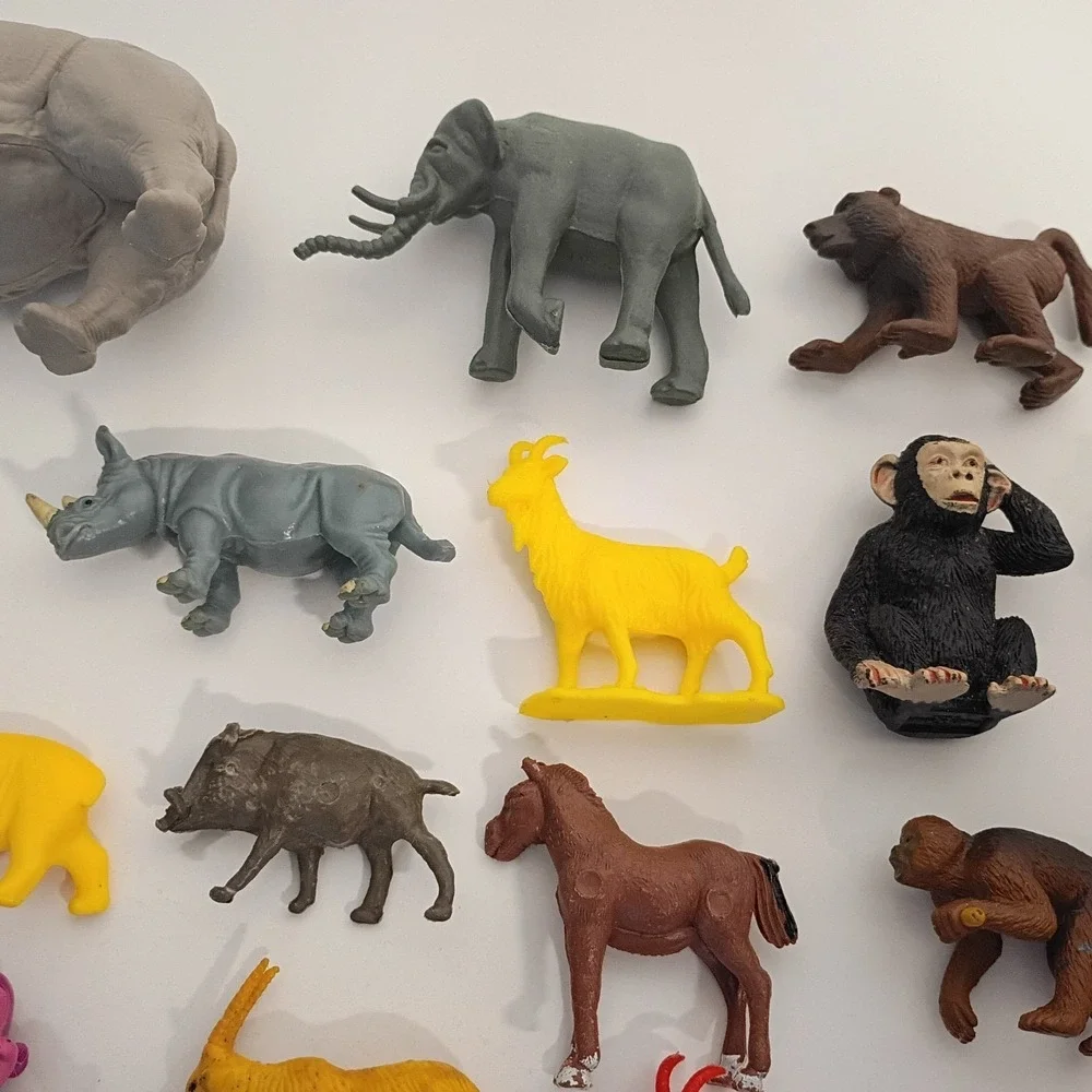 Lot of 30 Miniature Toy Plastic Animal Figures Insects, Farm, Safari Animals